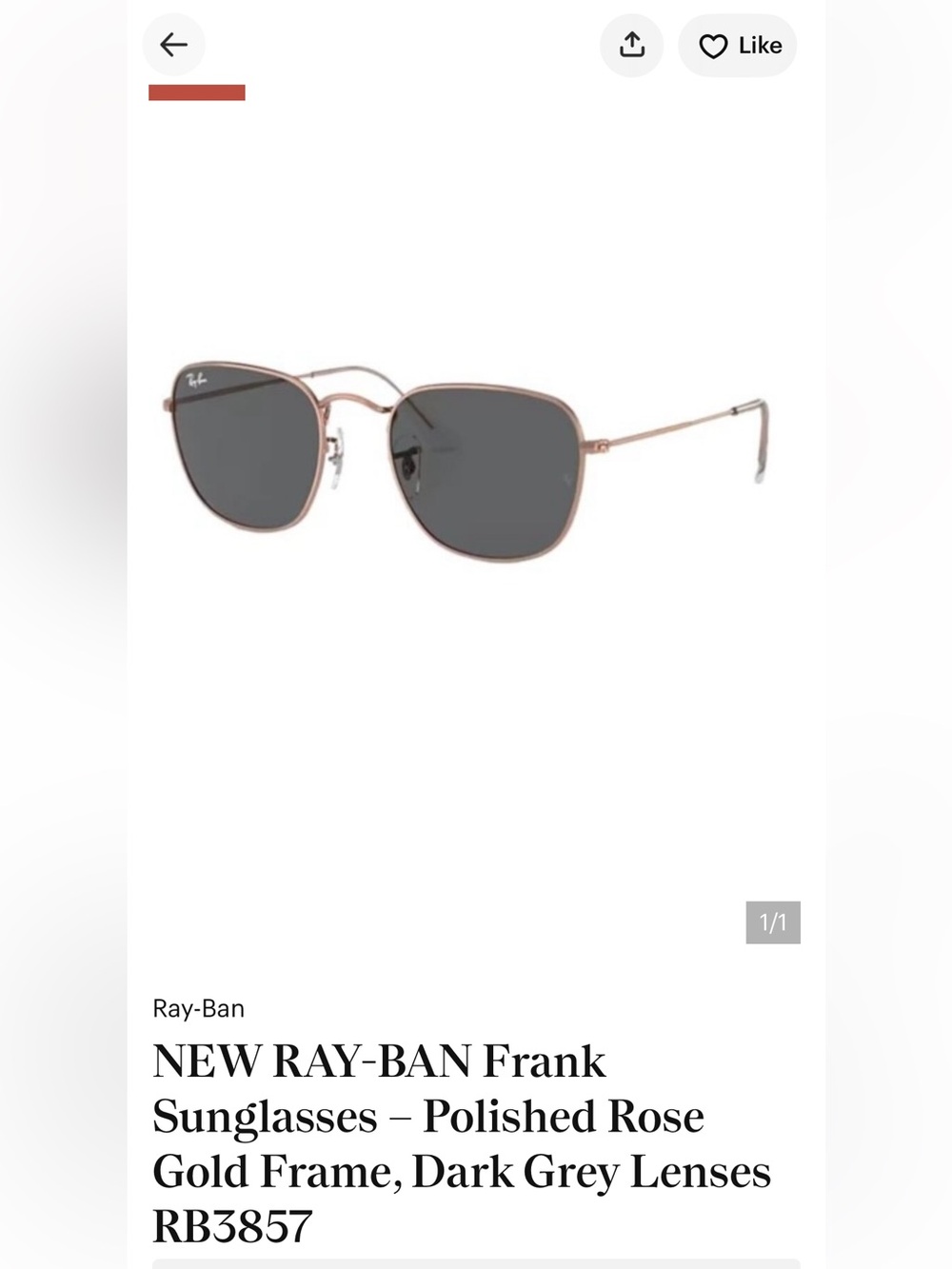 Ray-Ban Rose frank Black Lens Women's Sunglasses